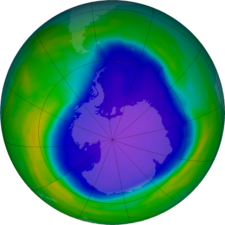 Antarctic ozone map for 23 October 2015